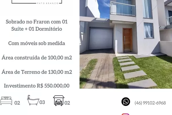 Sobrado para venda, Localizado no Bairro Fraron em Pato Branco-PR - Foto 1