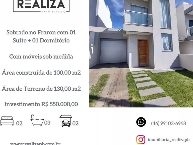 Sobrado para venda, Localizado no Bairro Fraron em Pato Branco-PR - Foto Principal