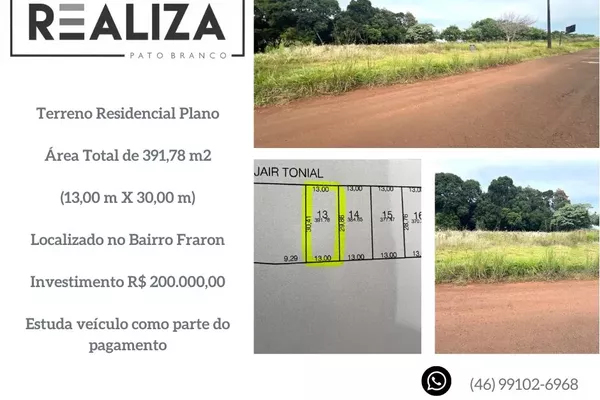 Terreno para venda,  Localizado no Bairro Fraron na cidade de Pato Branco-PR - Foto 1