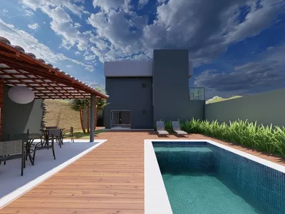 Casa duplex de 3 quartos sendo 2 suítes, piscina, espaço gourmet com churrasqueira depósito e ban - Foto 6