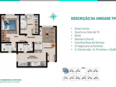 Apartamento 5º andar de 2 quartos 1 suíte, com elevadores em condomínio com lazer completo, Alto - Foto 6