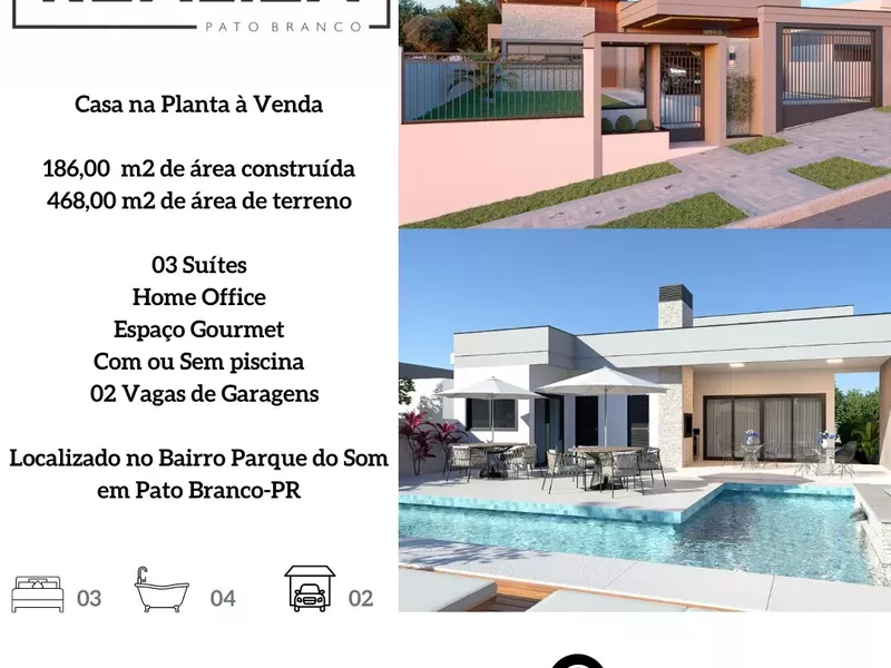 Casa na Planta para venda,  no Bairro Parque Do Som na cidade de Pato Branco-PR - Foto Principal
