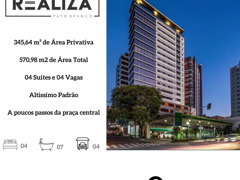Apartamento Altissímo Padrão para venda, no Centro de Pato Branco-PR - Foto Principal