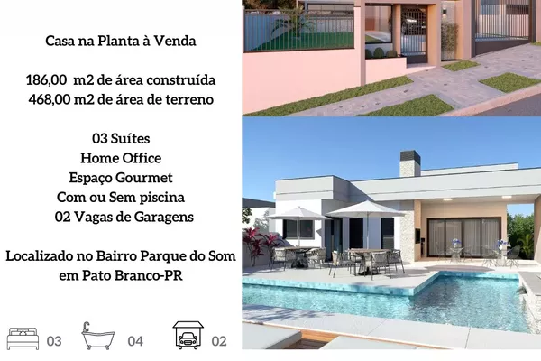 Casa na Planta para venda,  no Bairro Parque Do Som na cidade de Pato Branco-PR - Foto 1