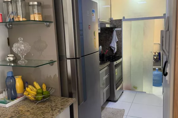 Apartamento completo, porteira fechada com móveis e Eletros andar alto de 2/4 em condomínio fechad - Foto 6