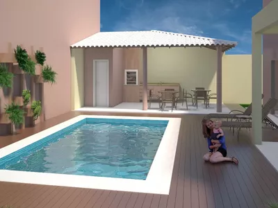 Casa duplex de 3 quartos sendo 2 suítes, piscina, espaço gourmet com churrasqueira depósito e ban - Foto 8