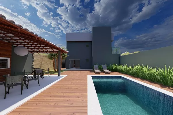 Casa duplex de 3 quartos sendo 2 suítes, piscina, espaço gourmet com churrasqueira depósito e ban - Foto 6