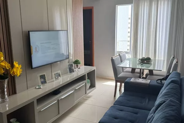 Apartamento completo, porteira fechada com móveis e Eletros andar alto de 2/4 em condomínio fechad - Foto 2
