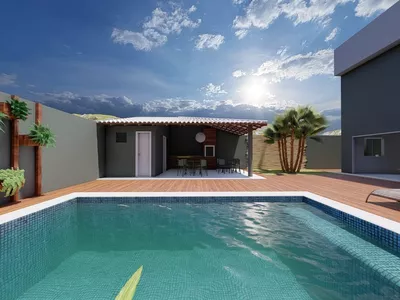 Casa duplex de 3 quartos sendo 2 suítes, piscina, espaço gourmet com churrasqueira depósito e ban - Foto 7