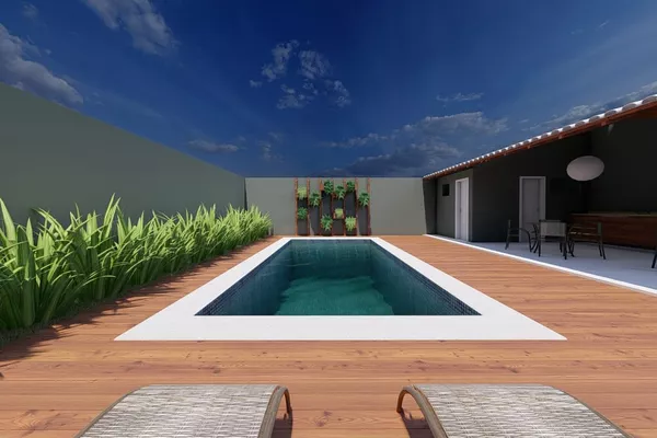 Casa duplex de 3 quartos sendo 2 suítes, piscina, espaço gourmet com churrasqueira depósito e ban - Foto 3