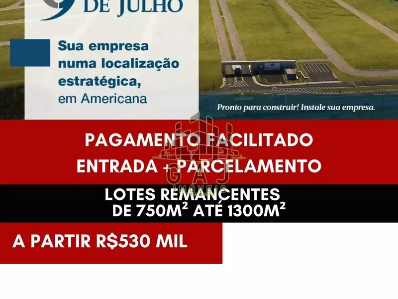 Terrenos a partir de 750m² Cond Indl Nove de Julho - Americana/SP - Foto Principal