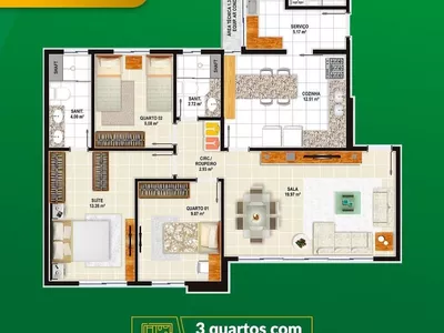 Apartamento com 3/4 sendo 1 suíte reversível para 4/4 2 vagas de garagem na Av. J Pedral próximo - Foto 19