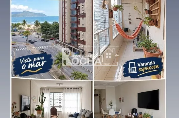 Apt. 2dormitórios, (sendo 1 suíte); Sala ampla, Varanda com vista para o mar; Banheiro social  Copa e cozinha;  Dependência de serviço  Lavanderia; 1 vaga de garagem