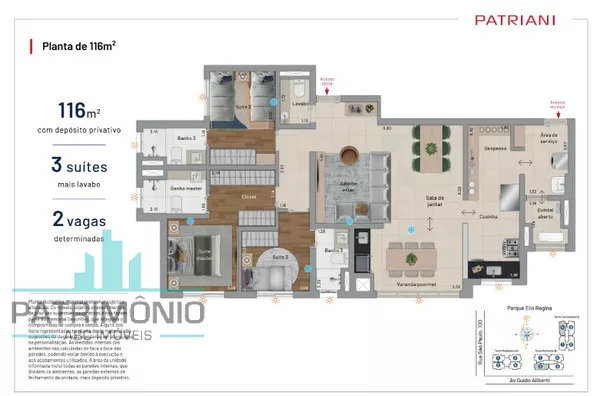 Apartamento de 116m² a venda no Lançamento Bossa Nova Patriani em São Caetano do Sul