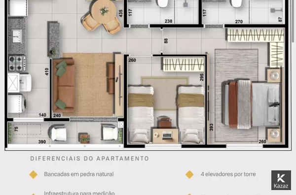 Venda apartamento, cond. Biblos, 02 quartos, Jardim Florianópolis, Cuiabá