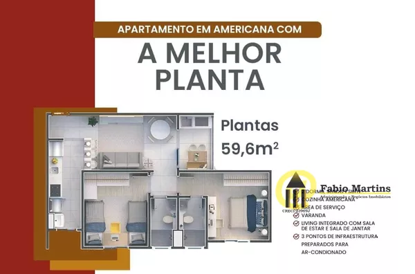 Apartamento para venda, 2 quarto(s),  Praia Azul, Americana