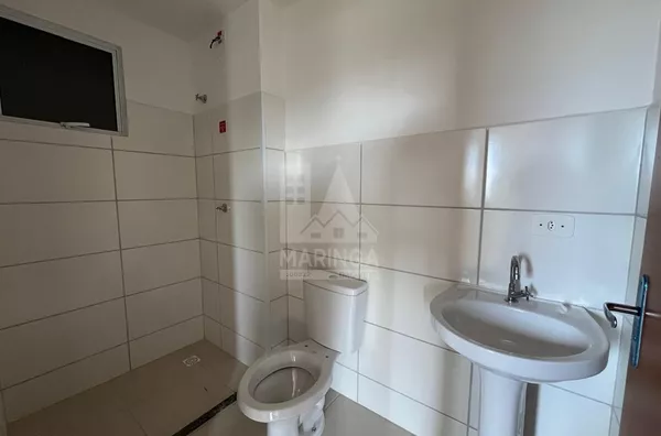 Banheiro real do apartamento no residencial Bellus em Maringá