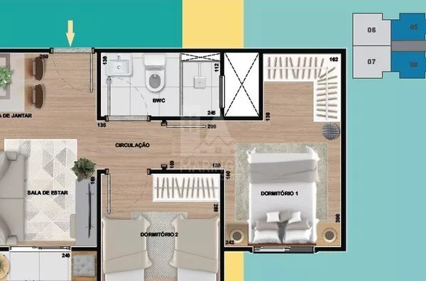 Planta do residencial Bellus em Maringá