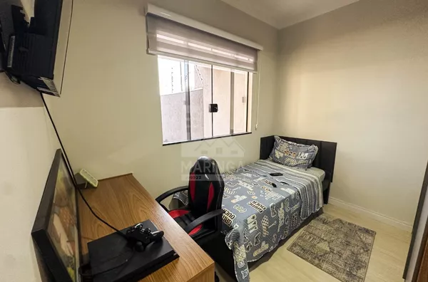 Quarto 2 da casa semi mobiliada com 3 quartos na região do Cidade Alta em Maringá