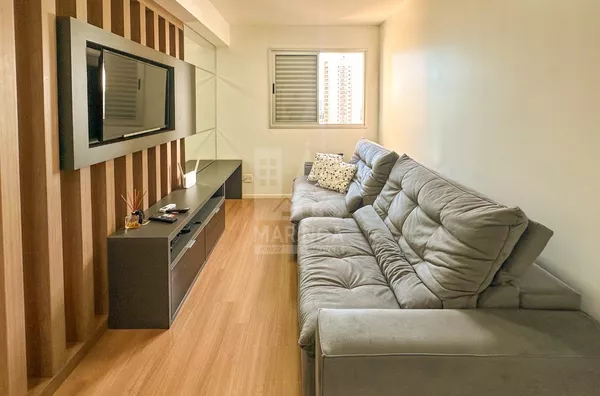 Sala do apartamento mobiliado a venda no condomínio Brisas Bella Citta na Zona 08