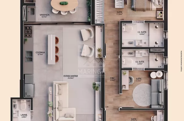 APARTAMENTO A VENDA 03 SUÍTES ZONA 01 MARINGÁ