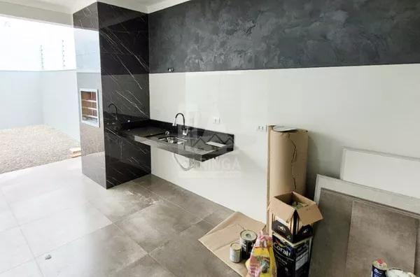 Área gourmet da casa nova com 3 quartos (1 suíte) no Jardim Oásis