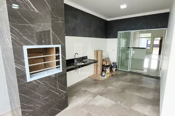 Espaço gourmet da casa nova com 3 quartos (1 suíte) no Jardim Oásis