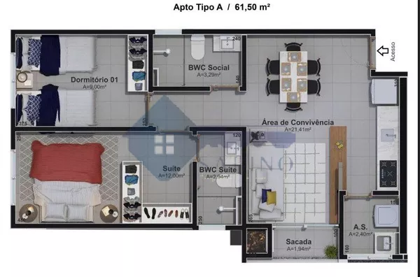 Apartamento para venda, 2 quarto(s),  Centro, Braço Do Norte - Foto 3