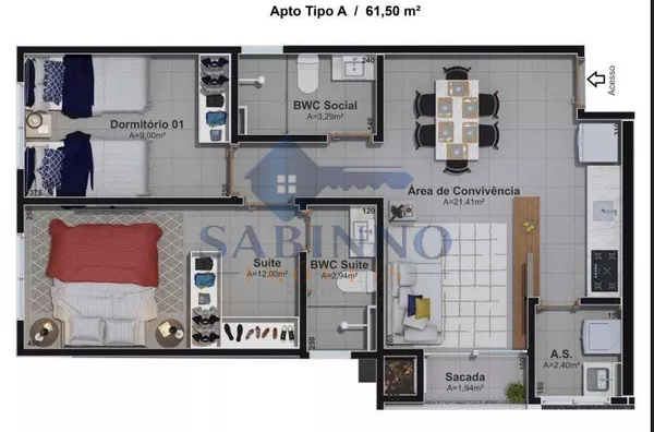 Apartamento para venda, 2 quarto(s),  Centro, Braço Do Norte - Foto 3