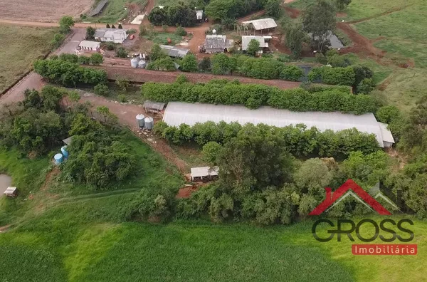 Chácara a venda medindo 59.000m² - porteira fechada, contendo 2 casas em alvenaria, 2 granjas suínas, 17 vacas, placa solar, plantadeira, trator, pulverizador, entre outros equipamentos. Localizada em Santa Terezinha, área rural de Capanema Pr. 