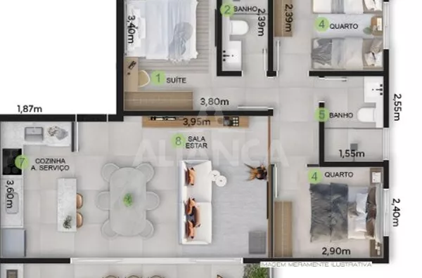 Apartamento para venda, 3 quarto(s),  Tibery, Uberlândia