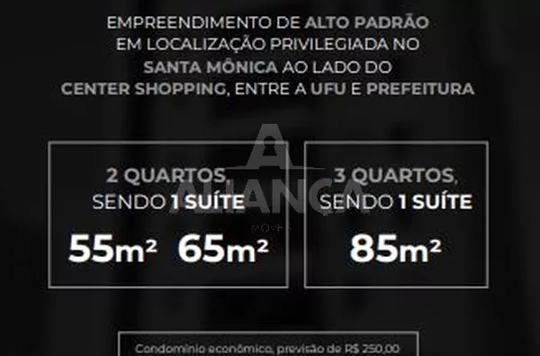 Apartamento para  2 quartos sendo 01 suíte santa mônica uberlândia