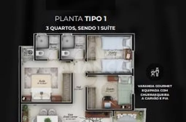 Apartamento para  2 quartos sendo 01 suíte santa mônica uberlândia