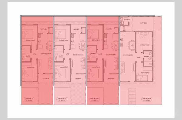 GEMINADO DE 2 DORMITÓRIOS, PÁTIO FRENTE e 7,70m² DE FUNDOS