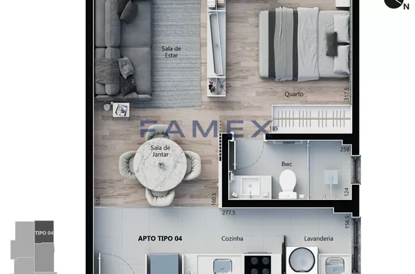 APARTAMENTO STUDIO NO CENTRO   PARA LOCAÇÃO-   EDIFÍCIO OPALA -  02 QUADRAS DA  PRAÇA   CENTRAL