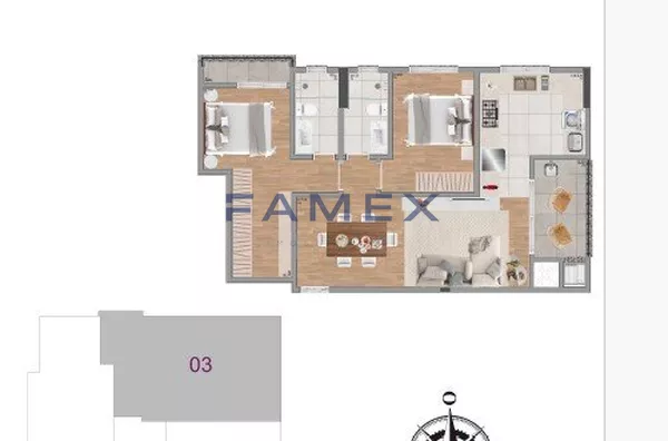 APARTAMENTO PARA VENDA ED. AMETISTA - 01 SUITE + 1 DORMITORIO - CENTRO