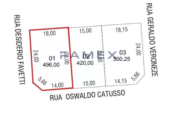TERRENO DE ESQUINA À VENDA COM 496M² LOTEAMENTO PELOSO