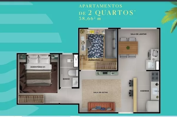 VIVA PRAIA DO FUTURO, Apartamento para venda, 2 quartos, localizado bem na Praia do Futuro,  Vicente Pinzon, Fortaleza