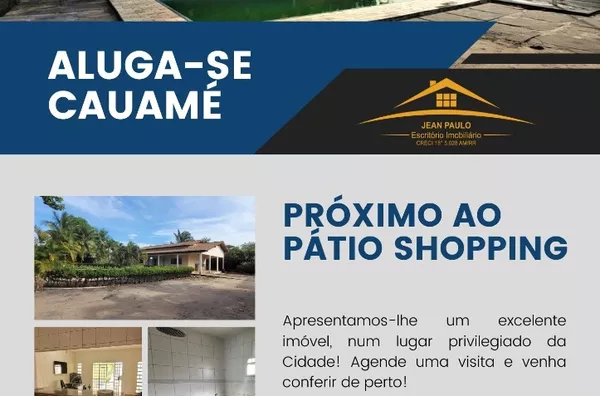 Aluga-se Excelente Casa com Piscina no Bairro Cauamé