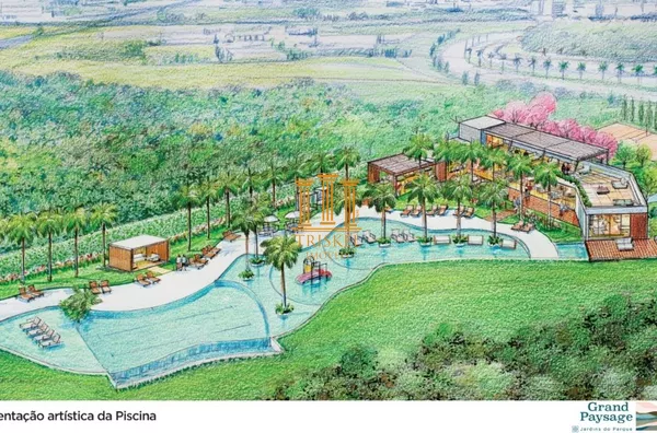 Vista aérea das piscinas.