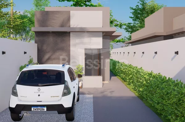 Linda casa á venda, Contendo 02(dois) quartos, sendo uma suíte, 01(uma) sala de TV,  01(uma) cozinha, 02(dois) banheiros, 01(uma) área de serviço coberta e com garagem para 2 carros.  Área Construída: 70m²  Área Terreno: m²