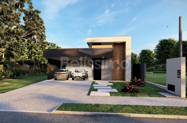 Linda Casa no condomínio Terras do Jupiá, Casa com 03(três) quartos , sendo 01(uma)suíte master com closet , 01(uma) suíte, 01(um) quarto, 01(uma) sala com pé direito alto, 01 (uma) cozinha com balcão em formato de ilha e planejados, 01 (uma) área de serv