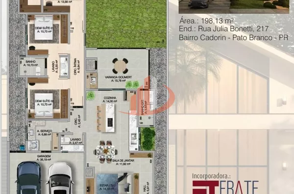 CASA ALTO PADRÃO COM 198,13m² À VENDA NO BAIRRO CADORIN EM PATO BRANCO/PR