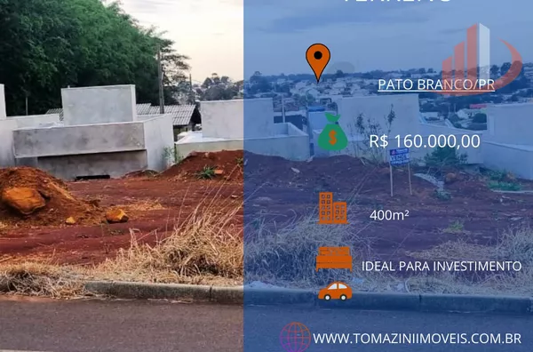 TERRENO NO BAIRRO SÃO ROQUE COM 400m² PARA VENDA EM PATO BRANCO/PR