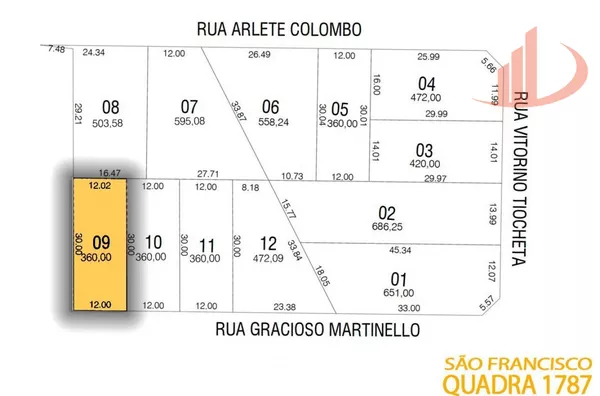 TERRENO BAIRRO SÃO FRANCISCO, 360m², PATO BRANCO/PR