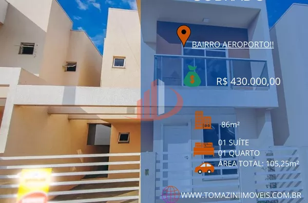 SOBRADO COM 86m² NO BAIRRO AEROPORTO, EM PATO BRANCO/PR