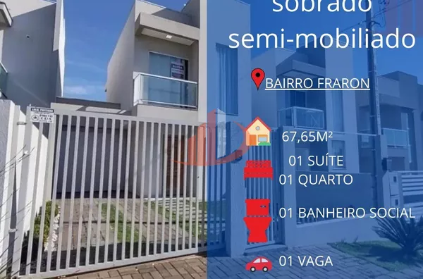 VENDE-SE SOBRADO SEMI-MOBILIADO NO BAIRRO FRARON! - Foto 1
