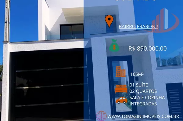 SOBRADO COM 165m² NO BAIRRO FRARON EM PATO BRANCO/PR