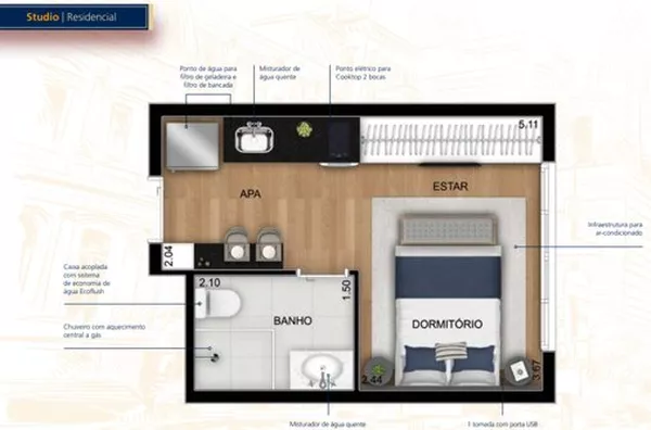 Studio no Coração do Ipiranga a 350 metros da estação Alto do Ipiranga