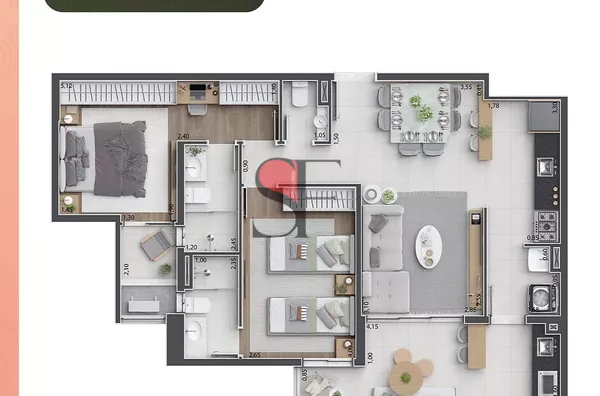 2 suítes/80,52m /2vagas